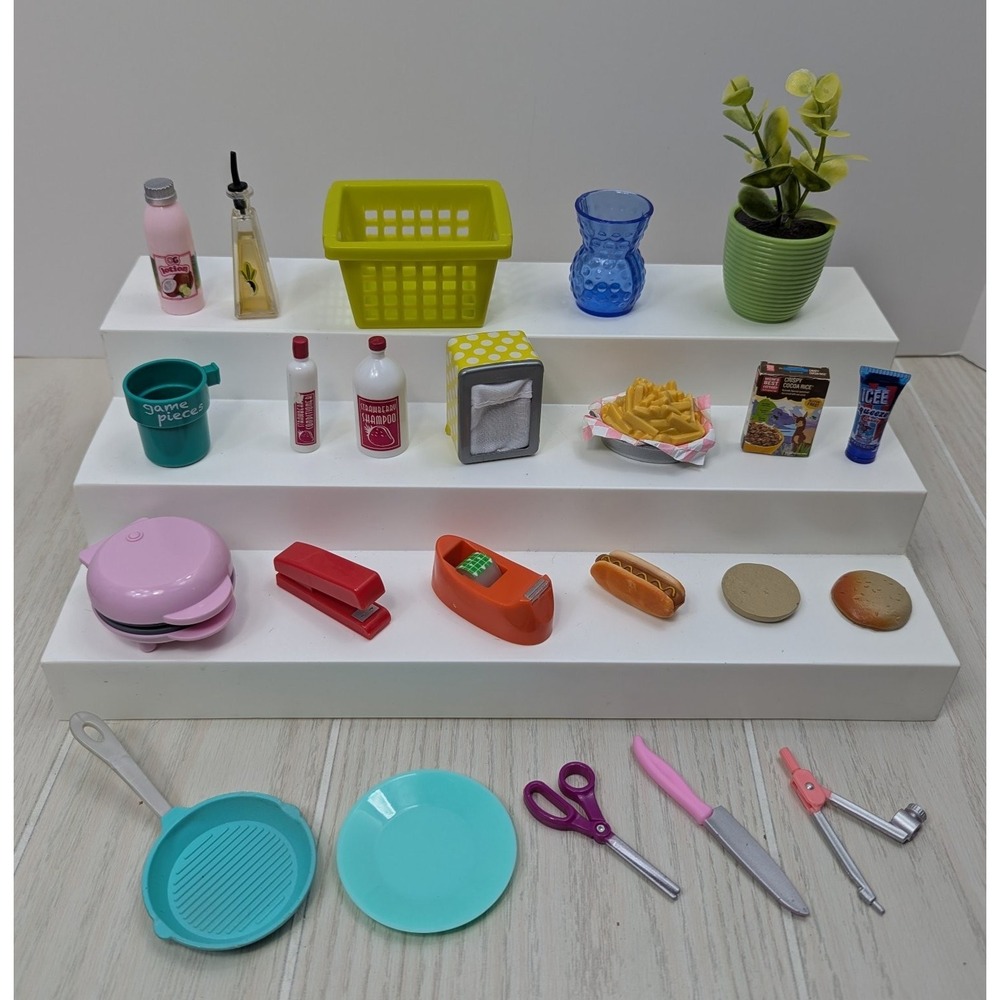 Battat‎ Our Generation + other 18" Doll Accessories waffle maker food office lot